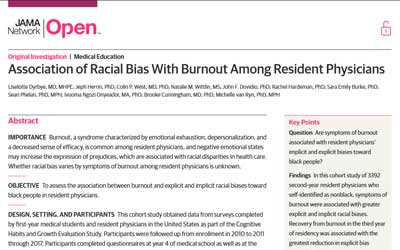 Association of Racial Bias With Burnout Among Resident Physicians