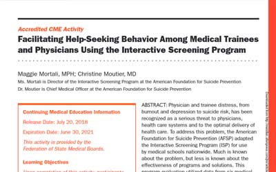 Facilitating Help-Seeking Behavior Among Medical Trainees and Physicians Using the Interactive Screening Program